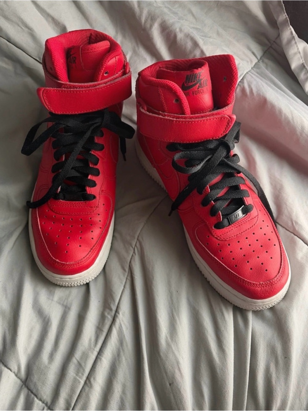 Nike Kids High-Top Sneakers in Red with Black Laces